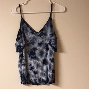 Dark and light blue cold shoulder T-shirt